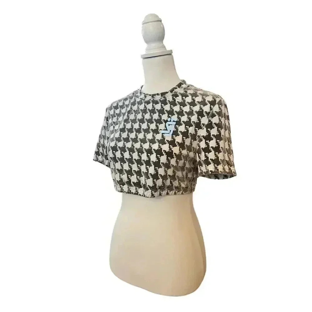 Shane Justin Crop Top Velvet Houndstooth Size Xl